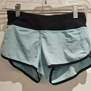 lululemon athletica Light Aqua Shorts with Black Waistband